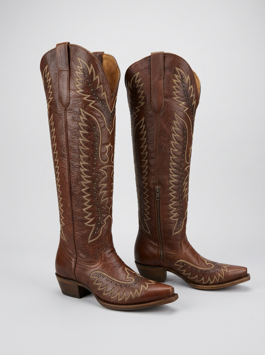 Bufalino Western Boot — Cognac — pair front view