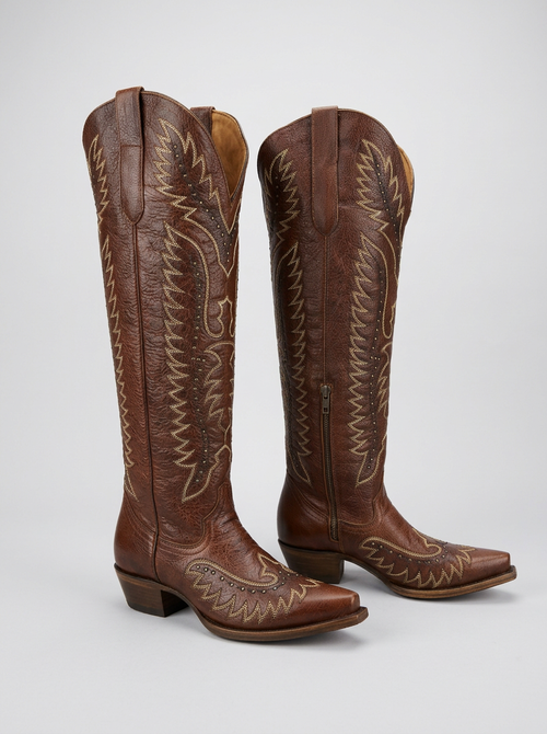 Bufalino Western Boot — Cognac — pair front view