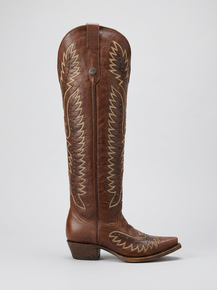 Bufalino Western Boot — Cognac — side profile