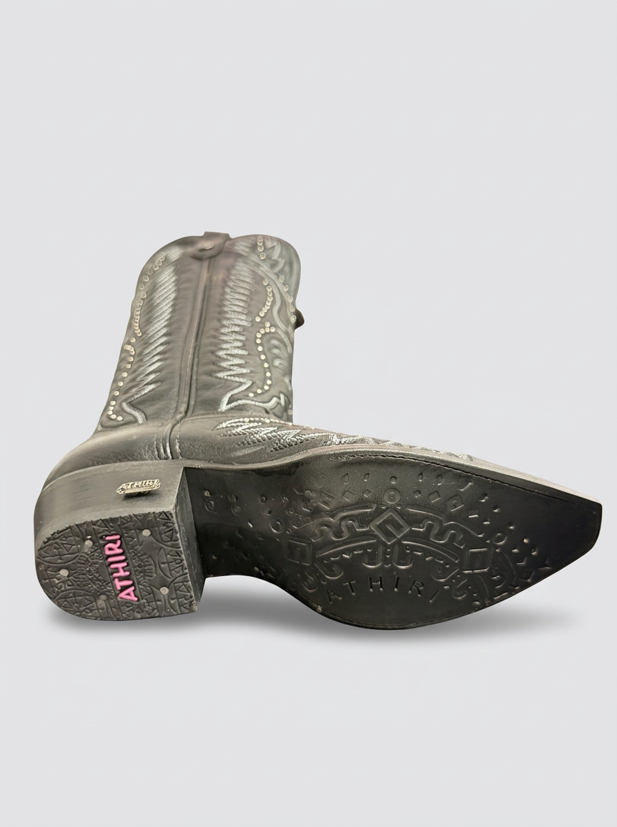 Bufalino Western Boot — Black — sole close-up