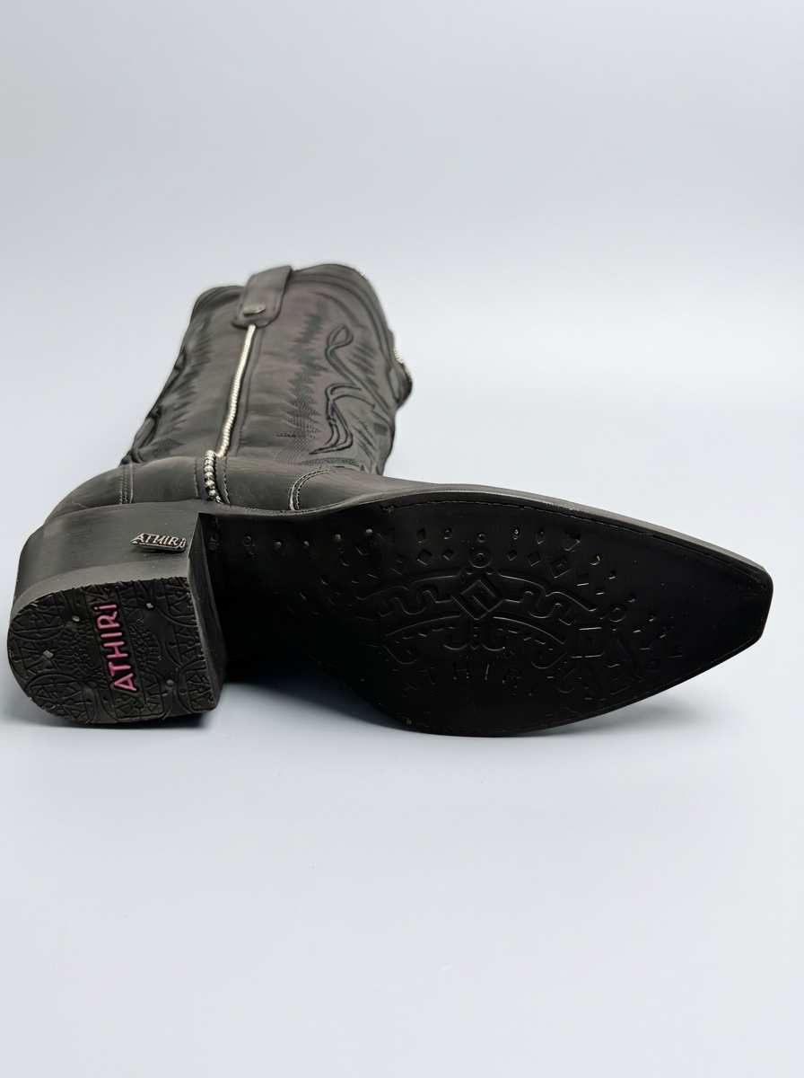 Cleyton Western Boot — Black (Athala) — sole