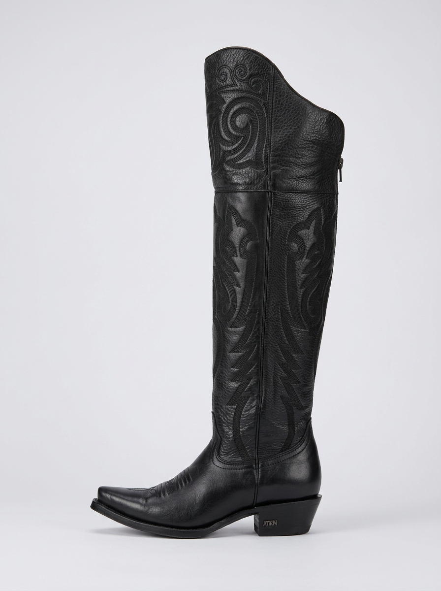 Grisly Western Boot — Black (Giorgina) — side profile