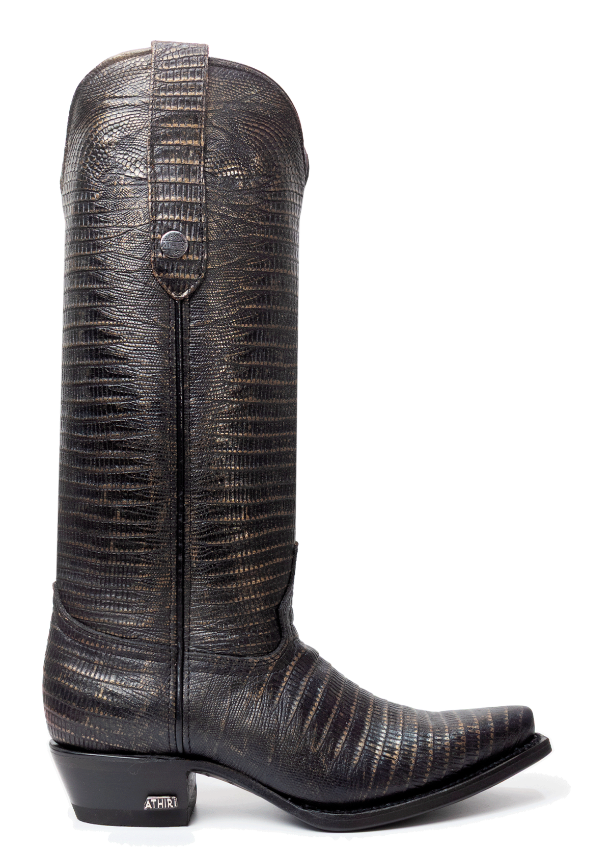 Women's Lizard-Embossed Western Boot — Black