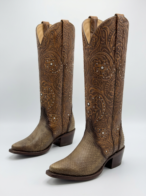 Chiseled Python Exotic Boot — Tobacco — pair