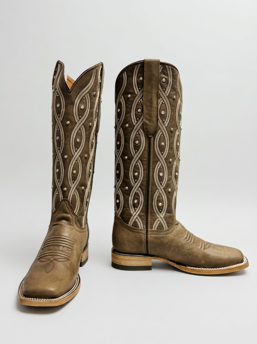 Premier cinnamon leather western boots — pair display photo