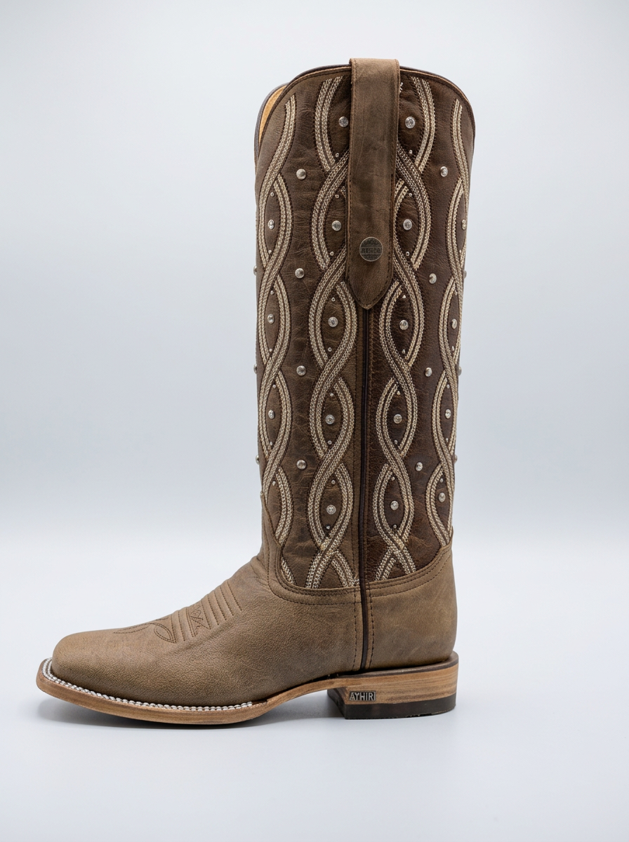 Premier cinnamon leather western boot — side view