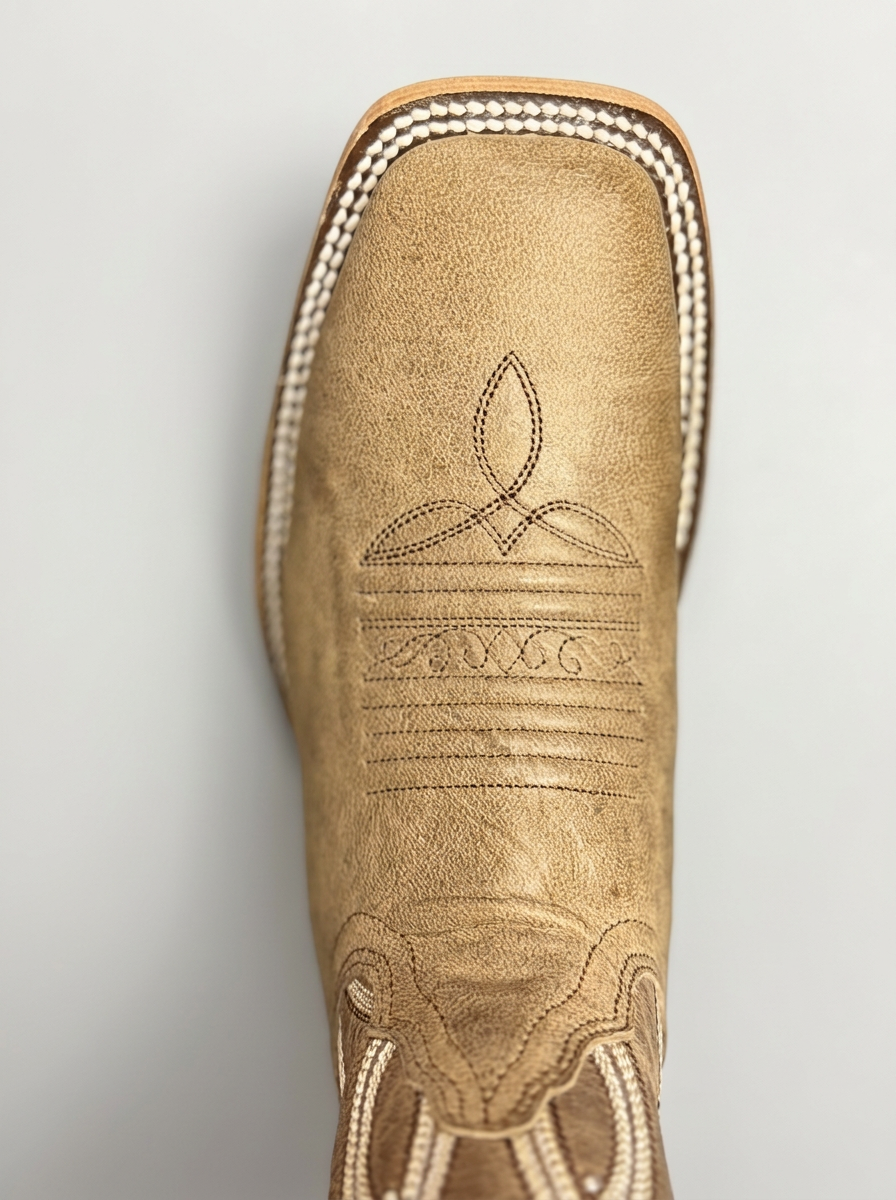 Premier cinnamon leather western boot — toe detail
